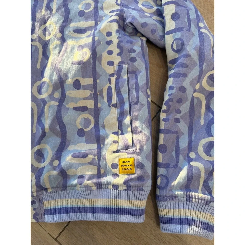 Banks Journal Studio Mens Abstract Print Bomber‎ Jacket Lavender Blue Size M